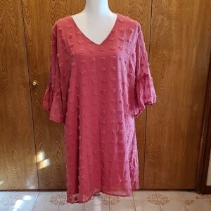 Elegant Pink Textured Women's Dress, See Last Pict For Small Discolaration